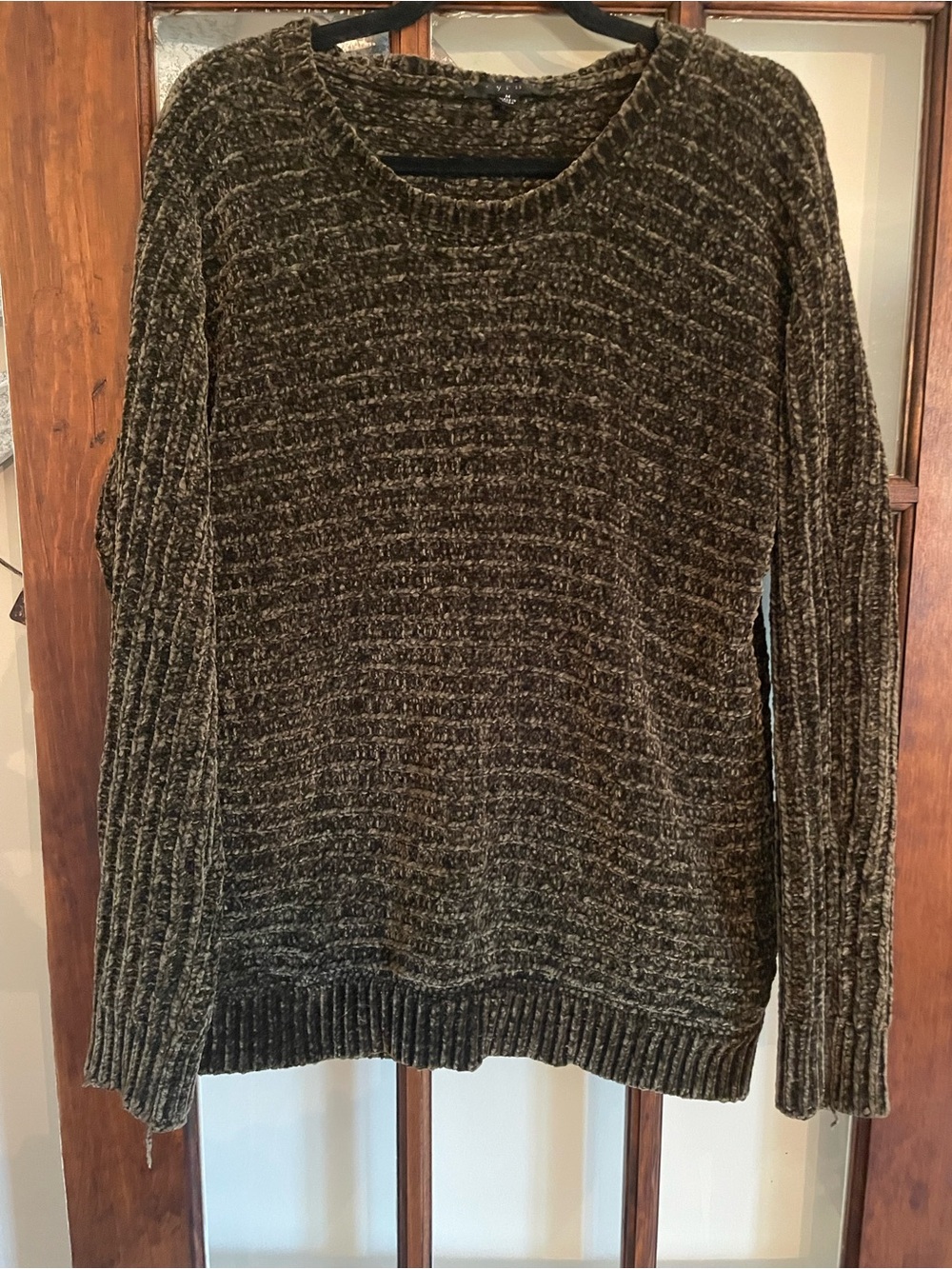 Cyrus Olive Chenille Crewneck Sweater